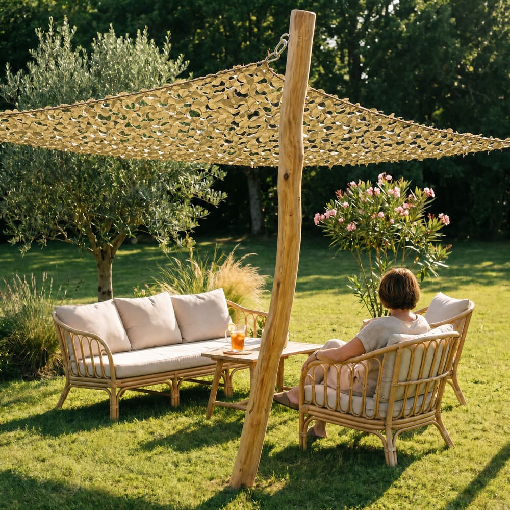 Holzmast für Tarnnetz